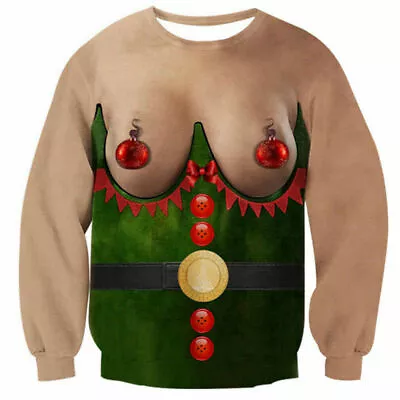 Buy Ugly Christmas Jumper Sweater Mens Women Funny 3D Print Sweatshirt Xmas Pullover • 17.29£