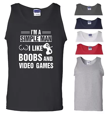 Buy Funny Video Games Vest I'm A Simple Man I Like Boobs Xbox PS4 Nerd Geek Tank Top • 6.99£