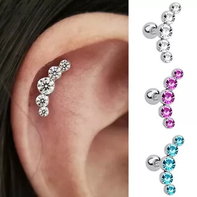 Buy Gem Tragus Helix Bar - Cartilage Top Upper Ear Earring Stud Star Heart Crystal • 2.75£