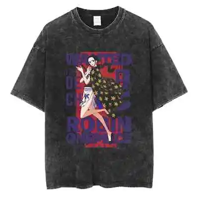 Buy One Piece Four Nico Robin Washed Oversized T-Shirt  Unisex • 26.16£