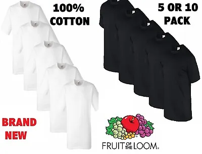Buy New Mens 5,10 PACK Fruit Of The Loom White 100% Cotton T Shirt Wholesale  S -2XL • 15.95£