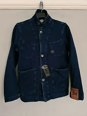 Buy G-STAR  Jersey Coat Jacket Mens Cotton Dye Blue Biker Military Slimfit New M/S • 96£