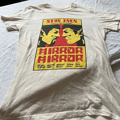 Buy Star Trek Mirror Mirror Movie Poster Graphic Cream Vintage T-Shirt Size Medium • 15£