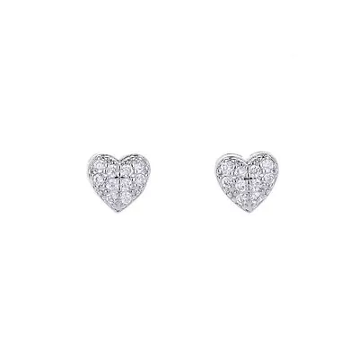 Buy 925 Sterling Silver Full CZ Heart Stud Earrings Women Girl Jewellery Gift UKGift • 3.29£