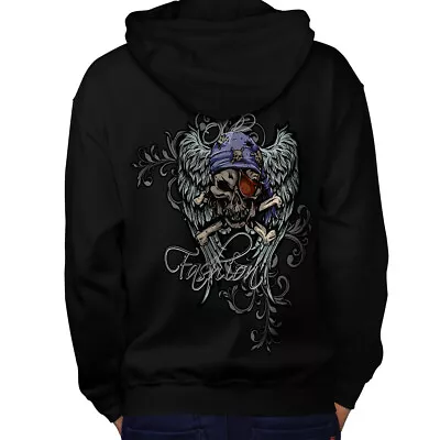 Buy Wellcoda Fashion Pirate Head Mens Hoodie, Ghost Design On The Jumpers Back • 25.99£