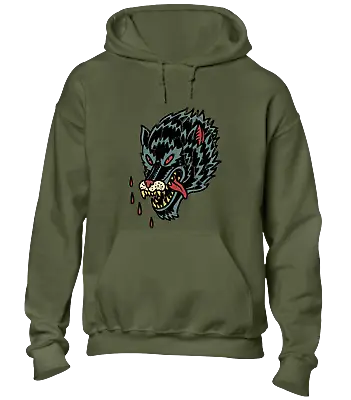 Buy Angry Wolf Tattoo Hoody Hoodie Cool Vintage Design Retro Fashion New Top • 16.99£