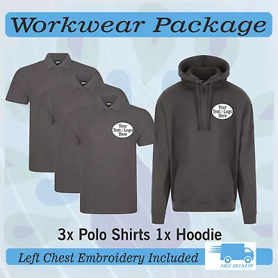 Buy Work Wear Package. Embroidered 1 Hoodie And 3 Polo Shirts  • 43.50£