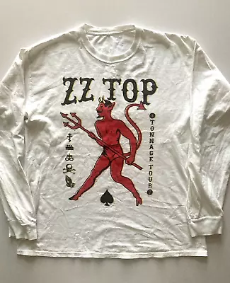 Buy ZZ Top Tonnage Tour T Shirt 2017 White Long Sleeve Devil L/XL • 30.82£