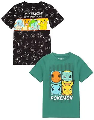 Buy Pokemon T-Shirts Boys Kids Green OR Black Pikachu Characters Top • 10.99£