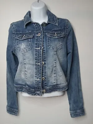 Buy Distressed Vanity Jean Jacket Size Medium Button Up • 23.70£