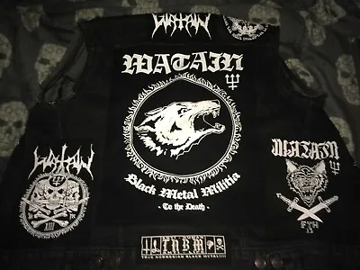 Buy Watain Black Metal Militia Denim Battle Jacket Wolves Of Satan To The Death S-4X • 86.99£
