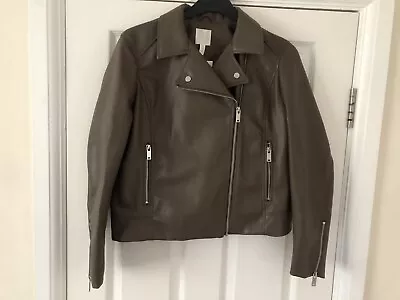 Buy H&M Ladies Brown Faux Leather  Jacket Size 14 (Vegan) NWT • 16£