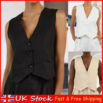 Buy Women Fashion Vest Comfy Sleeveless Vest Slim Fit Elegant Chic Jacket Waistcoat • 12.49£