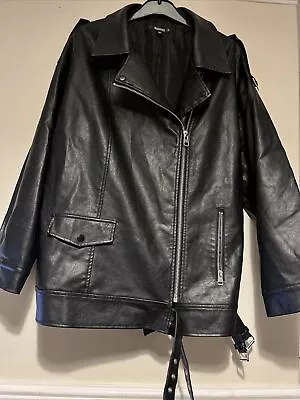 Buy Missguided Oversized Biker Leather Jacket 12 • 9£