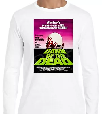 Buy Men's Dawn Of The Dead T-Shirt Retro 70's Horror Movie Long Sleeve T-Shirt • 13.95£