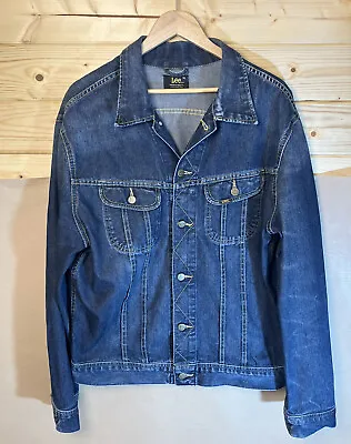Buy Vintage LEE Men Rider Trucker Denim Jacket Dark Blue Size XL VGC • 45£