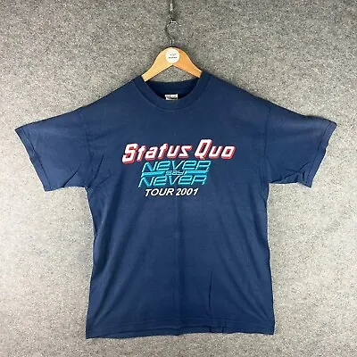 Buy Vintage Status Quo Shirt Mens Large Blue 2001 Never Say Never Tour Screen Stars • 12.41£