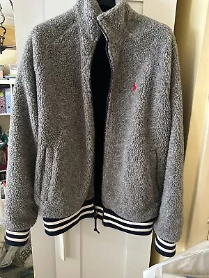 Buy Polo Ralph Lauren Sherpa Varsity Grey Jacket Size SP • 15.99£
