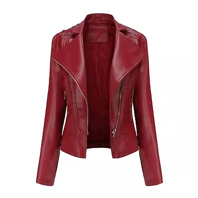 Buy Women's Leather Jacket Coat Genuine Leather Top Motorcycle Slim Fit Designer// • 29.99£