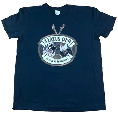 Buy Status Quo Tour T Shirt Large Black Rock Gildan Oversized Grpahic Concert Tee • 22.50£