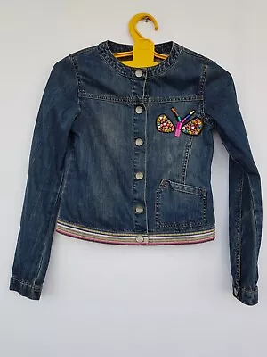 Buy Desigual Girls Size 13/14 Denim Jean Jacket Sequin Embroidery Stretchy • 15.79£