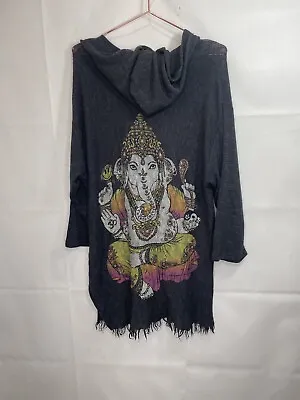 Buy Lauren Moshi XS/S Black Graphic Elephant Raw Hem Sweater Sweatshirt Hoodie  • 49.90£