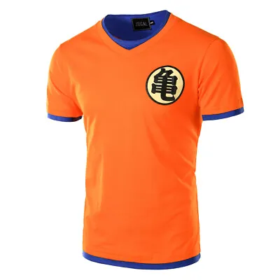 Buy Mens DBZ Goku Letter Print Orange Cotton Short Sleeve T-shirts Adult Size S-XXL • 17.99£