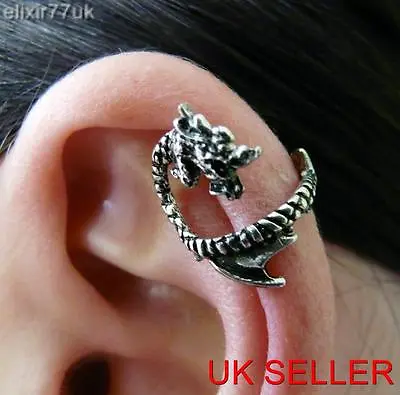 Buy New Gothic Dragon Ear Cuff Earrings Upper Helix Clip On Cartilage Punk Jewellery • 2.84£