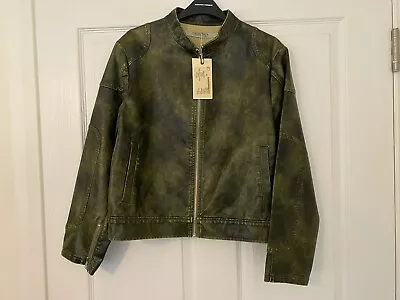 Buy Ladies BNWT Sz 10 Green Faux Leather Biker Style Jacket ❤️L21 In One Off • 19£