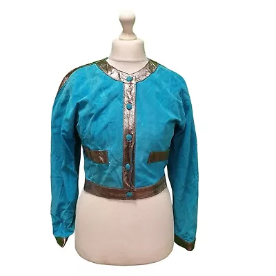 Buy D134 Women's Choci Turquoise Zipped Suede Leather Jacket Uk 12  L Eu 40 • 34.99£