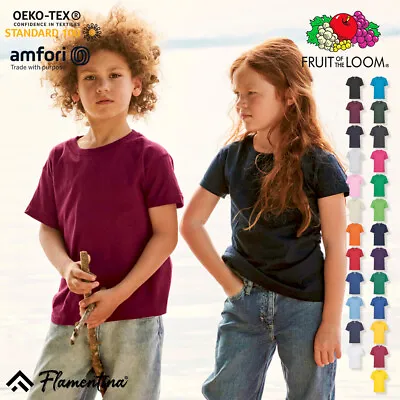 Buy Kids Plain T-Shirt Fruit Of The Loom Boys Girls Valueweight Cotton Top Tee 1-15 • 3.68£