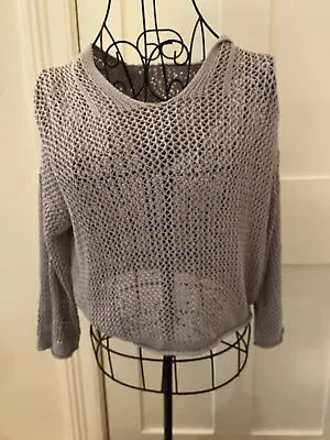 Buy Open Knit String Vest Style Grey Italian Cropped Hoodie - Small • 5.99£