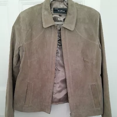 Buy WS LEATHER Short Coat Leather Jacket Size 14 LightBrown Zip Pockets Casual Smart • 9.99£