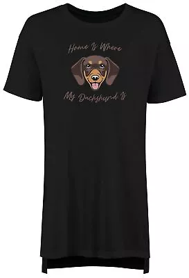 Buy Pet Dog Lover Nightie Womens Home Is Where My Dachshund Is Ladies Night Shirt • 13.99£