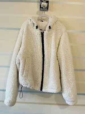 Buy Teddy Cropped Hooded Jacket White Cream H&M Size XS • 10£