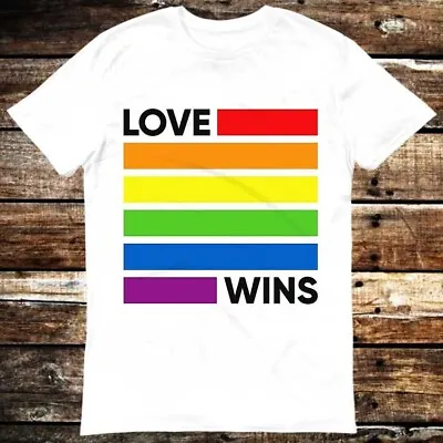 Buy Love Wins LGBT Gay Lesbian Pride Rainbow Flag T Shirt 6129 • 6.35£
