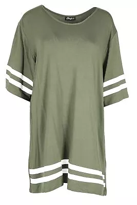 Buy Ladies Top Cap Sleeve Sports Pullover Womens Stripe Baseball Oversized T Shirts • 6.99£