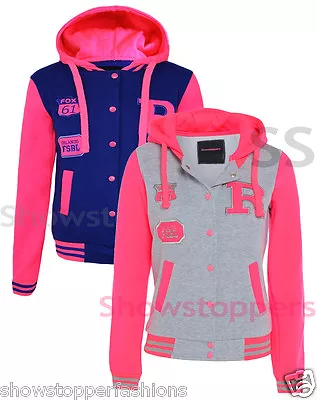 Buy NEW GIRLS JACKET COAT BASEBALL HOODY  Girls CLOTHING AGE 7 8 9 10 11 12 13 PINK • 11.95£