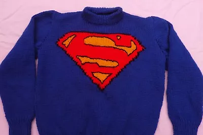 Buy Super Man Sweater, Jumper, Pullover. Kitting Pattern Boy. Child.Christmas Gift • 2.99£