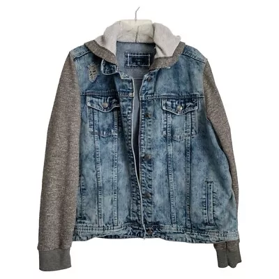 Buy Rue+ Denim Jacket With Gray Sleeves And Hoodies - Size 1X * • 20.79£