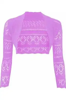 Buy Women Long Sleeve Knitted Crochet Bolero Shrug Cardigan Jacket Ladies Crop Top • 6.99£