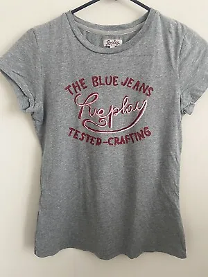 Buy Replay Gray Round Neck Short Sleeve T-Shirt Women's Size XS • 12.26£