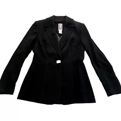 Buy Vintage Zelda Long Black Blazer Jacket Womens US 6 Button Collar Tailored • 47.30£