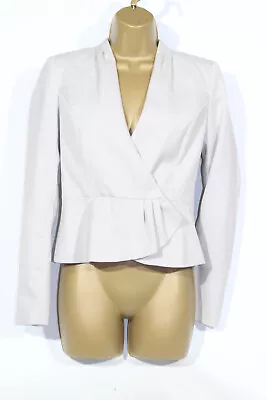 Buy H&M Blazer Suit Jacket EU34 UK 6 Pale Grey Long Sleeve Formal Casual Womens • 9.99£