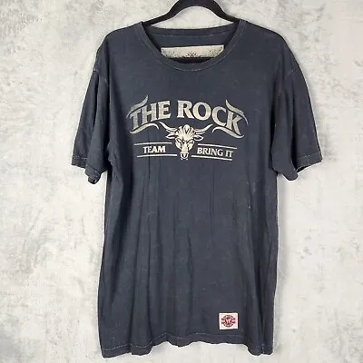 Buy WWE The Rock Limited Edition Mens T Shirt Size L Black Acid Wash Team Bring It • 22.12£