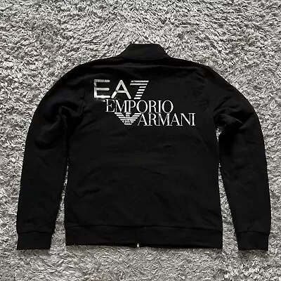 Buy Emporio Armani EA7 Women’s Shine Logo Full-Zip Top Black/Silver Size M • 23.99£