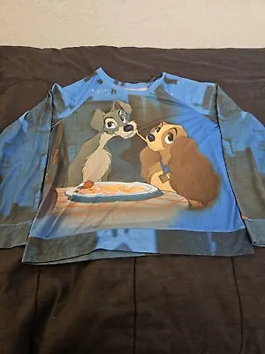 Buy Disney Lady And The Tramp Spaghetti Scene All Over Print Tshirt Size XXL • 17.05£