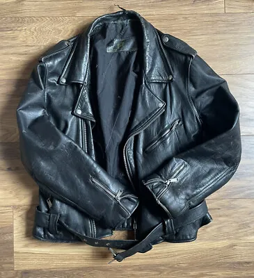 Buy 1950s Rich Leather Biker Jacket Made In England London Large Good Quality Unisex • 200£
