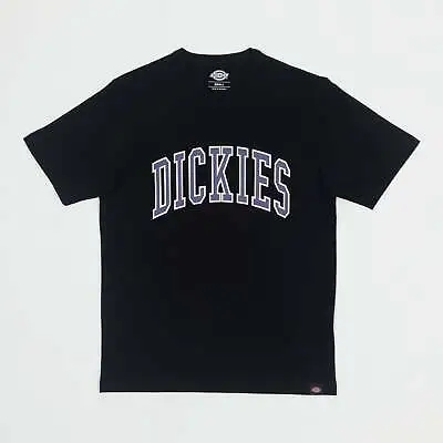 Buy Mens DICKIES Aitkin Logo T-Shirt In BLACK & PURPLE • 30£