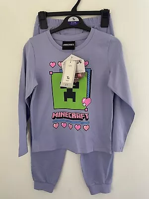 Buy Girls Lilac Minecraft Pyjamas 6-7 Years BNWT • 9.99£